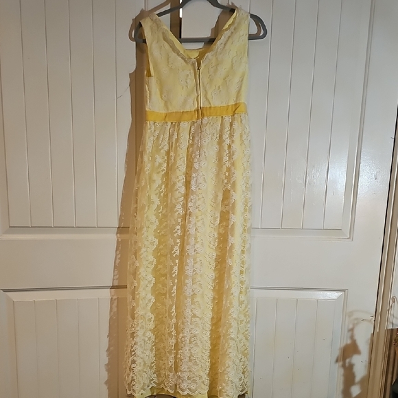 Charming Vintage Yellow Lace Dress - Picture 3 of 4